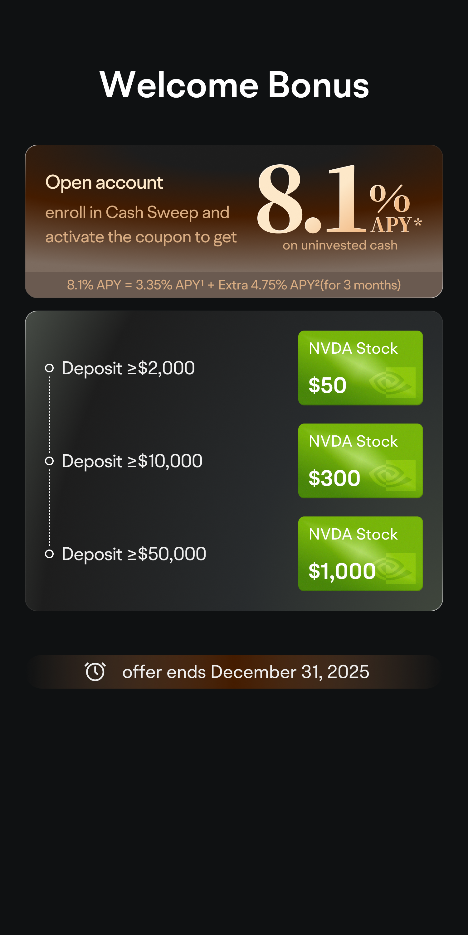 Welcome Bonus - 8.1% APY | Up to $1,000 in NVDA Stock - Moomoo