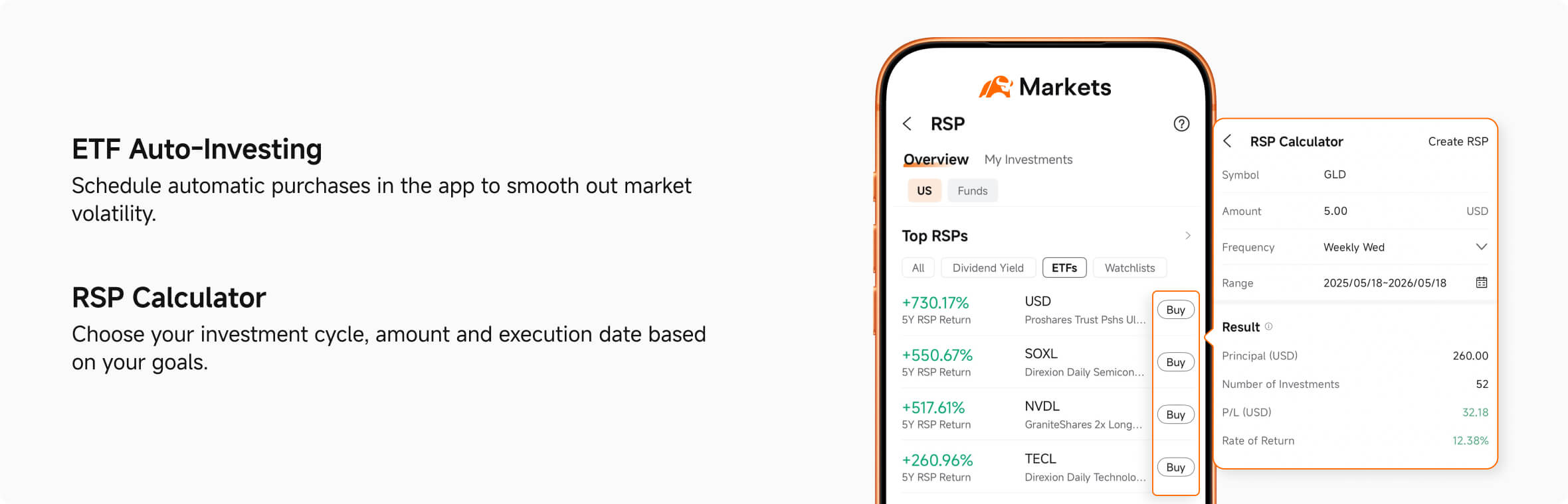 ETF Auto-investing and RSP Calculator