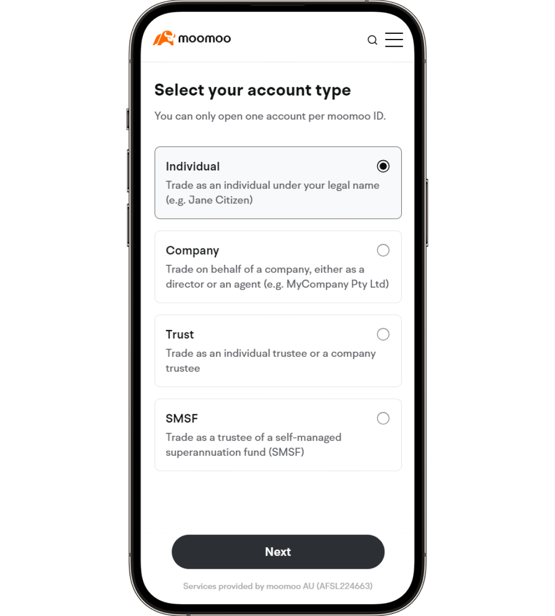 the first step in stock trading with Moomoo AI