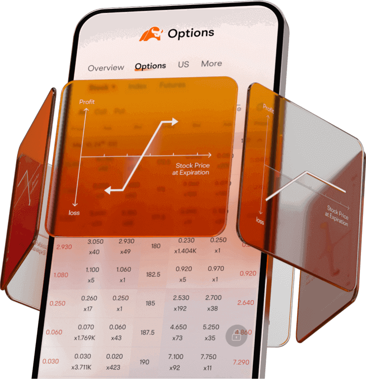 moomoo mobile app displaying US options trading interface