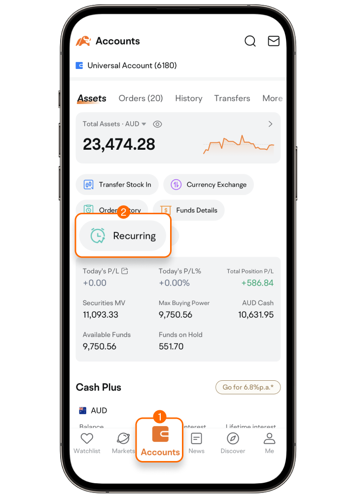 moomoo app recurring investment tab
